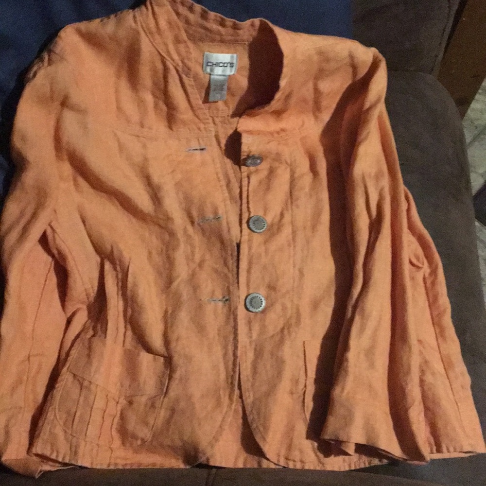 3/4 length no collar light blazer